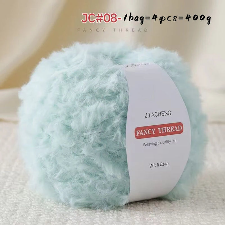 Imitation Fur Long-Haired Yarn – 400g Soft Beginner Knitting Yarn (4 Skeins Set)