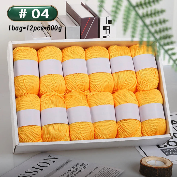 12-Piece Luxury Cashmere-Silk Yarn Set – Ultra-Soft Fluffy Yarn for Sweaters, Coats, Shawls & DIY Crafts (600g)