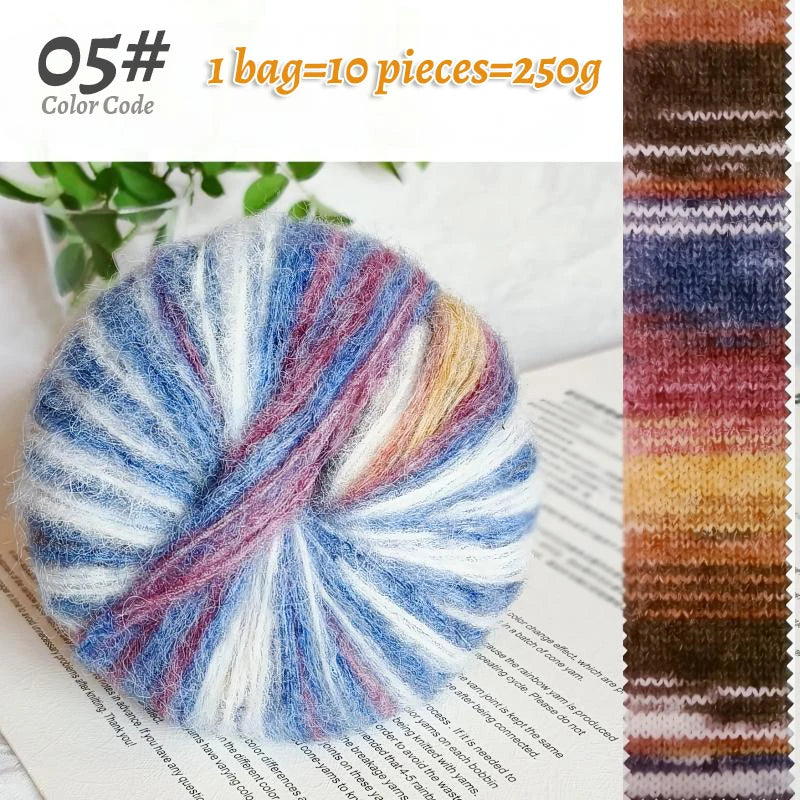 250g Oil Painting Gradient Alpaca Yarn – Soft Knitting & Crochet Yarn for Sweaters, Scarves, Hats & Shawls (10pcs)