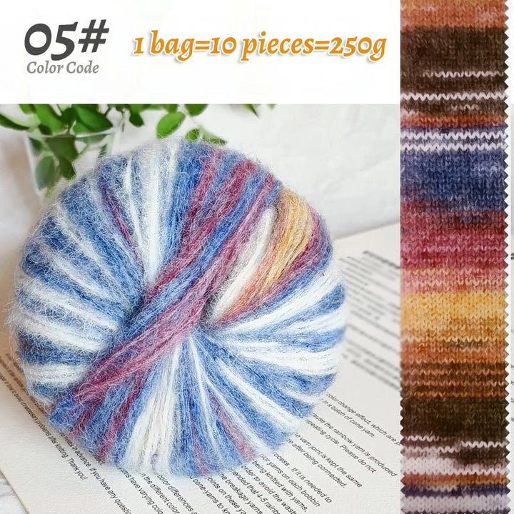 250g Oil Painting Gradient Alpaca Yarn – Soft Knitting & Crochet Yarn for Sweaters, Scarves, Hats & Shawls (10pcs)