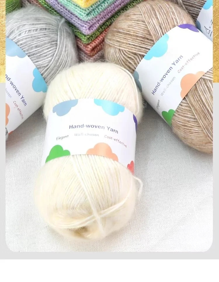 300g Colorful Bamboo Fiber Mohair Yarn Set (6 Pieces) – Soft Knitting Yarn for Sweaters, Scarves, Hats & Shawls