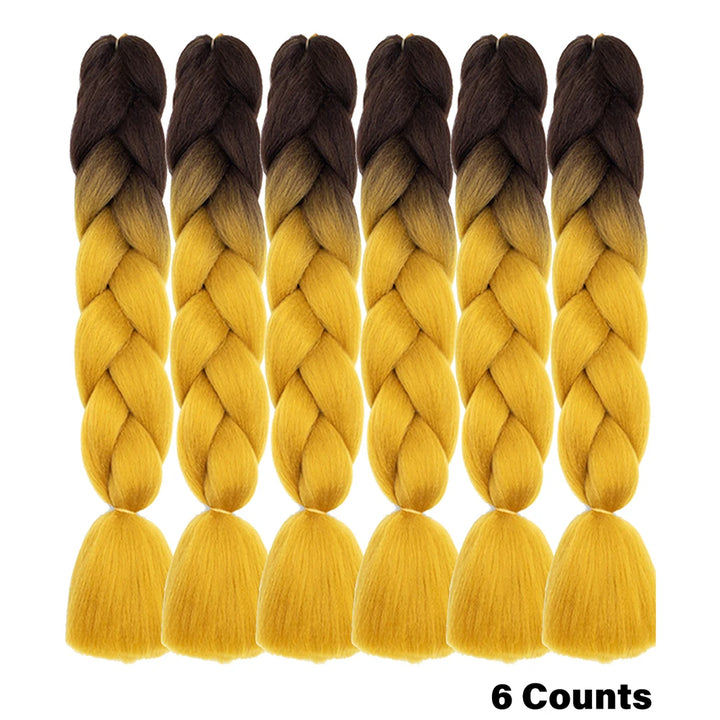 Rainbow Pre-Stretched Braiding Hair – Jumbo Box Braids High-Temperature Synthetic Extensions (6 Packs)