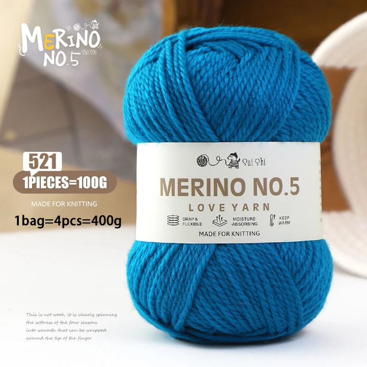 400g Alpaca Wool Blend Yarn Set (4 Pieces) – 245 Stick-Needle Medium-Thick Yarn for Sweaters, Coats, Scarves & DIY Crafts