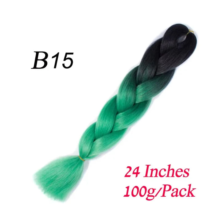 24 Inch Synthetic Ombre Jumbo Braiding Hair – DIY Braid Extensions for Women (Purple/Pink/Yellow/Red)