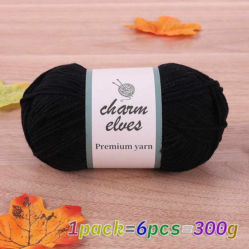 300g Multi-Color Acrylic Milk Yarn – Soft & Strong Knitting Yarn Balls (6 Pieces/Pack)