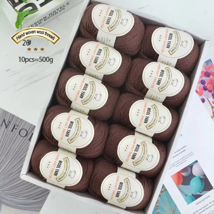 500g 2112 Medium-Fine Wool Yarn – Soft DIY Knitting Yarn for Sweaters, Jackets, Scarves, Hats & Handmade Crafts (10pcs Bag)