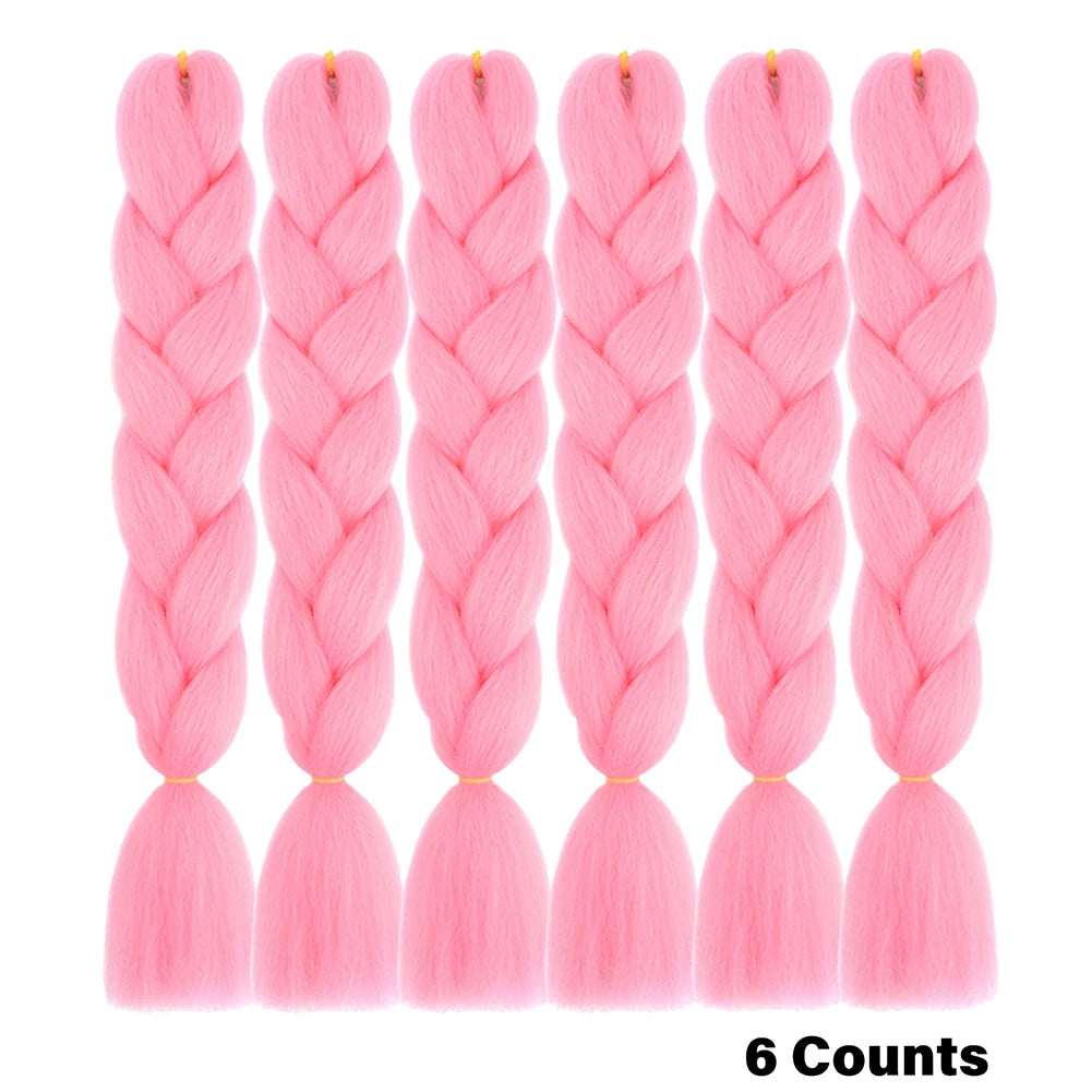 Ombre Crochet Braiding Hair – 6 Packs Synthetic Colorful Extensions for Women & Girls | High-Temperature Fiber