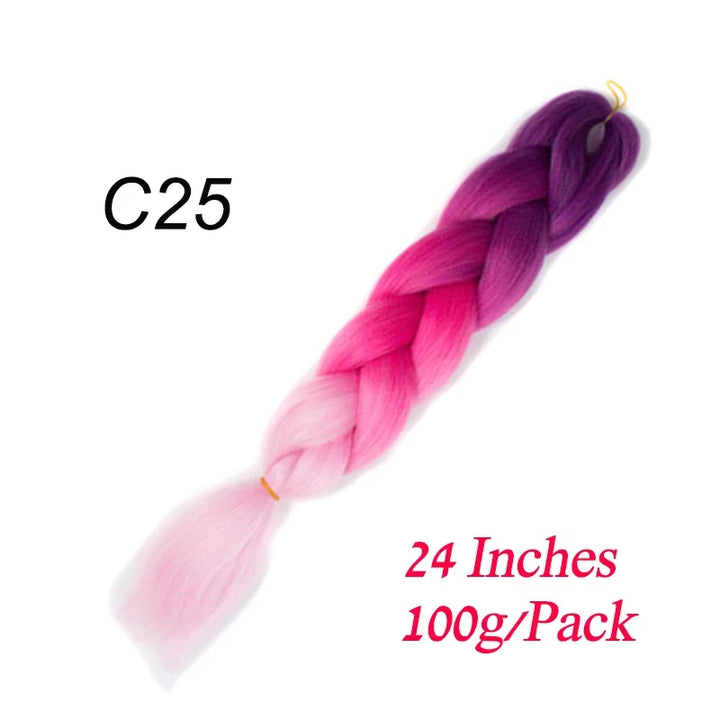 24 Inch Synthetic Jumbo Braiding Hair – Heat-Resistant Ombre Bulk Extensions for Braids