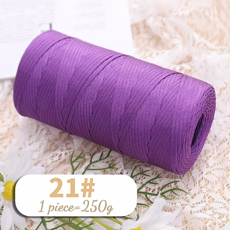 250g Lightweight Flat Ribbon Yarn – Hollow Crochet Yarn for Summer Hats, Bags & DIY Crafts