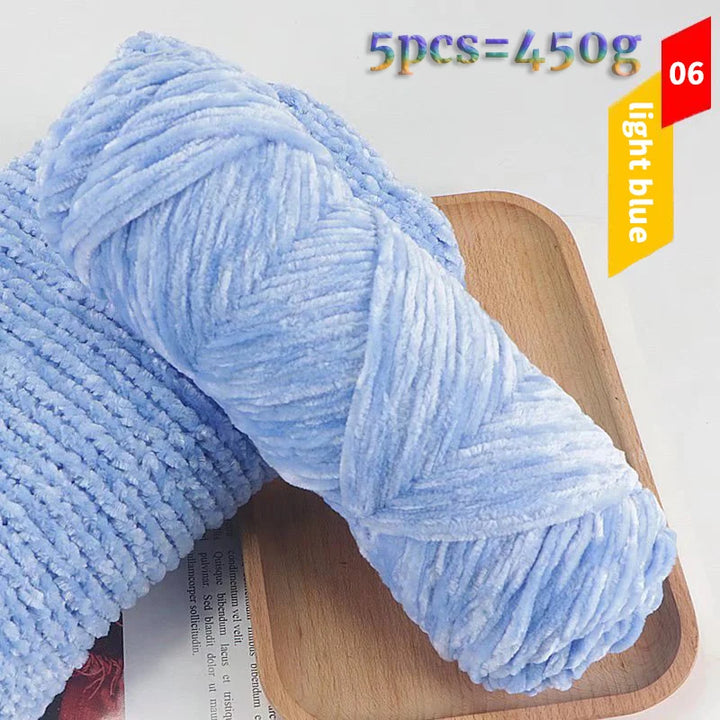 450g Chenille Warm Velvet Ice Yarn – Soft Thick Knitting Yarn for Sweaters, Scarves & Blankets (5 Pcs/Pack)