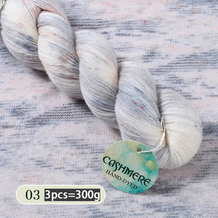 Light Luxury Hand-Dyed Cashmere Yarn – Medium-Thick Rainbow Gradient Yarn for Sweaters, Scarves & Winter Wear