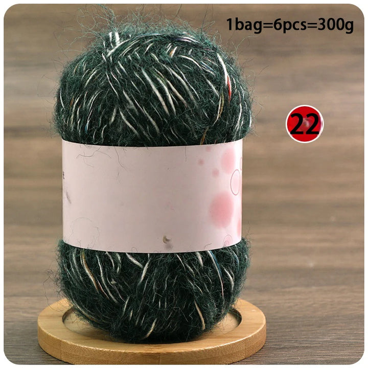 Mixed-Color Long-Haired Mohair Yarn – Fashionable Fluffy Knitting Yarn for Sweaters & Crafts