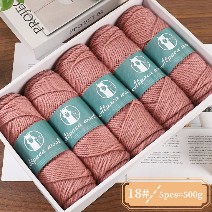 Alpaca Wool Boutique Yarn – 500g Thick Knitting Yarn Set (5 Pieces) for Sweaters, Scarves & Winter Wear