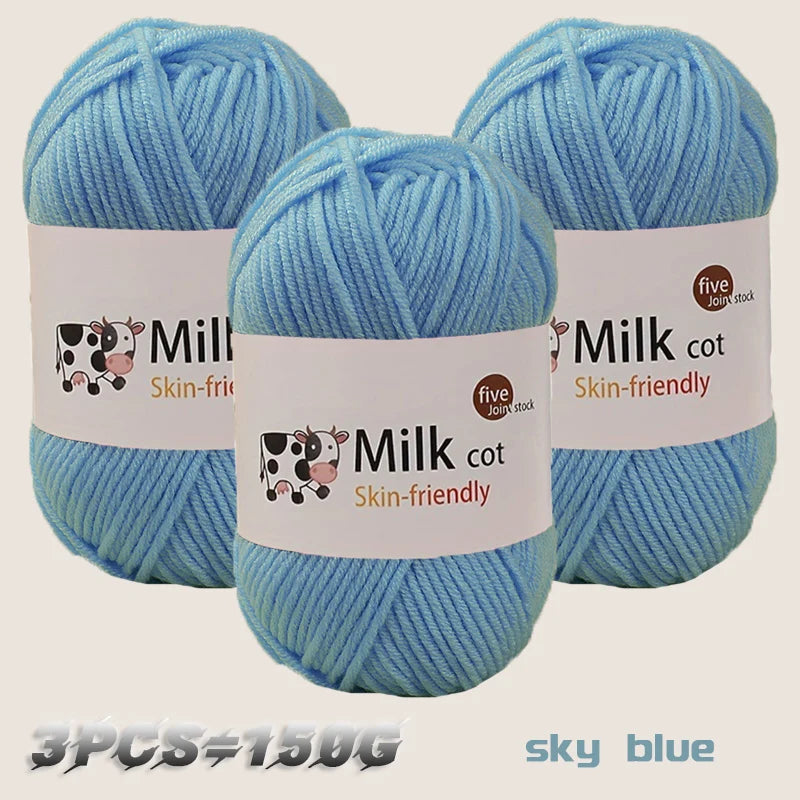 150g Medium-Coarse Milk Cotton Yarn – Soft Crochet & Knitting Yarn for Sweaters, Hats, Scarves & DIY Crafts