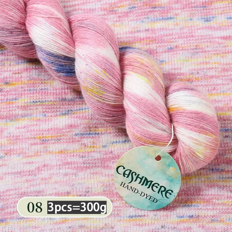 Light Luxury Hand-Dyed Cashmere Yarn – Medium-Thick Rainbow Gradient Yarn for Sweaters, Scarves & Winter Wear