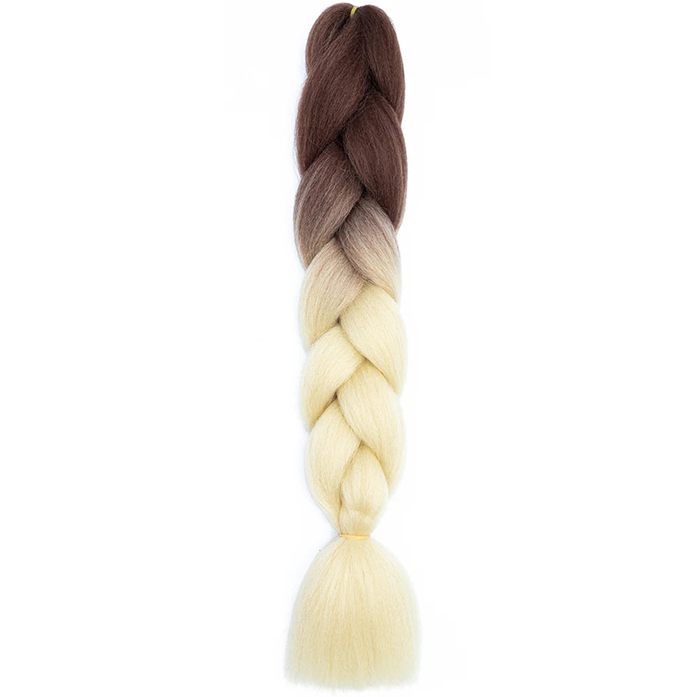 24 Inch Jumbo Box Braids Extensions – Synthetic Braiding Hair for Children (Pink, Purple, Yellow, Gray)