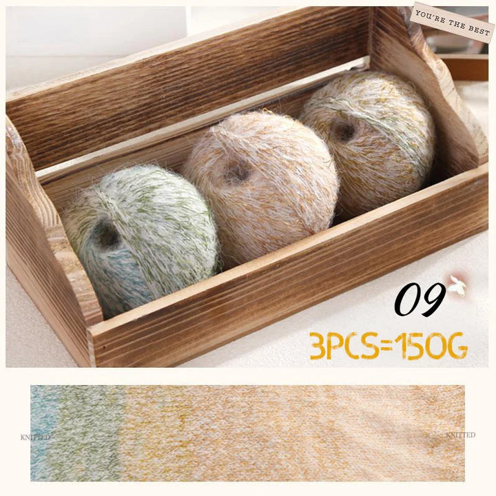 150g Premium Mohair Yarn – Tobacco Multi-Color Knitting Yarn (3 Pieces/Pack)