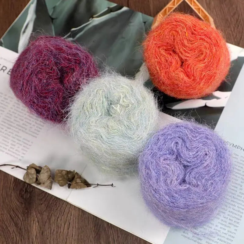 300g Long Wool & Mohair Yarn – Soft Fluffy Knitting Yarn for Sweaters, Shawls & Fashion Wear (6 Pieces/Bag)