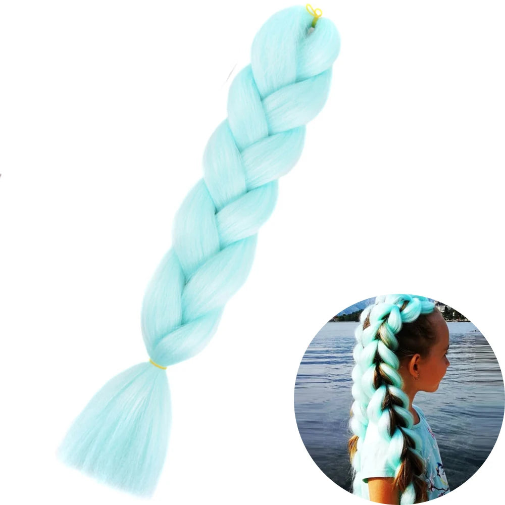 🌈 Synthetic Braiding Hair 24 Inch – Jumbo Ombre Braid Extensions (Purple, Pink, Yellow, Red)