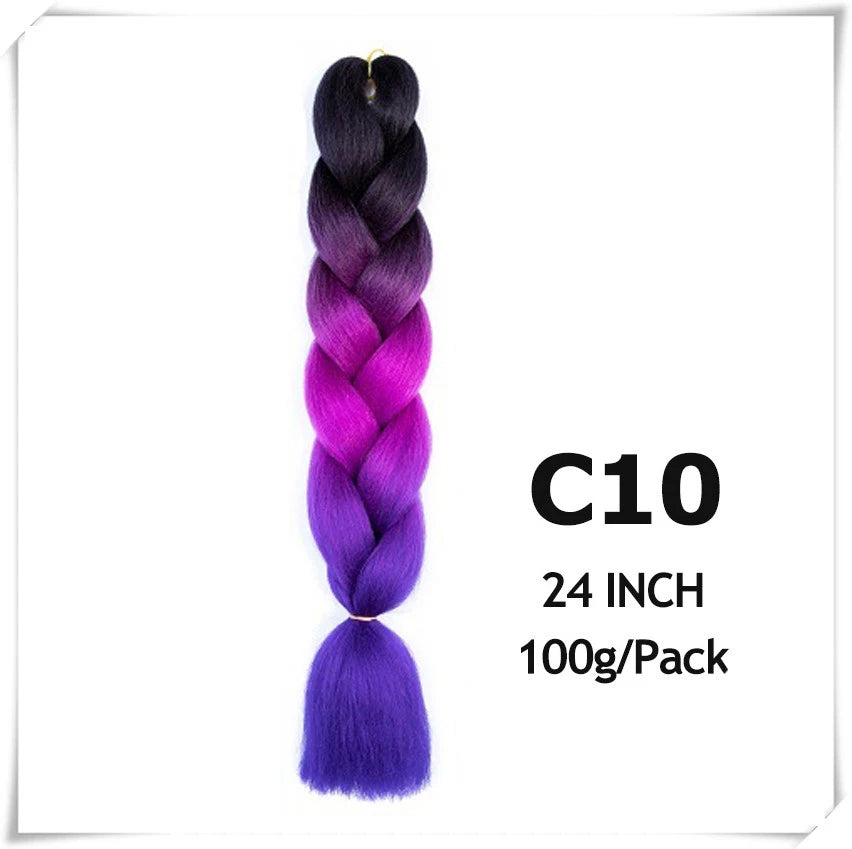 Pre-Stretched Jumbo Braiding Hair – 24 Inch Ombre Purple Synthetic Crochet Extensions for Women