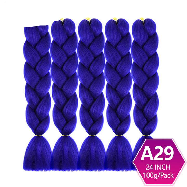Blue braided hair extensions with  on a white background