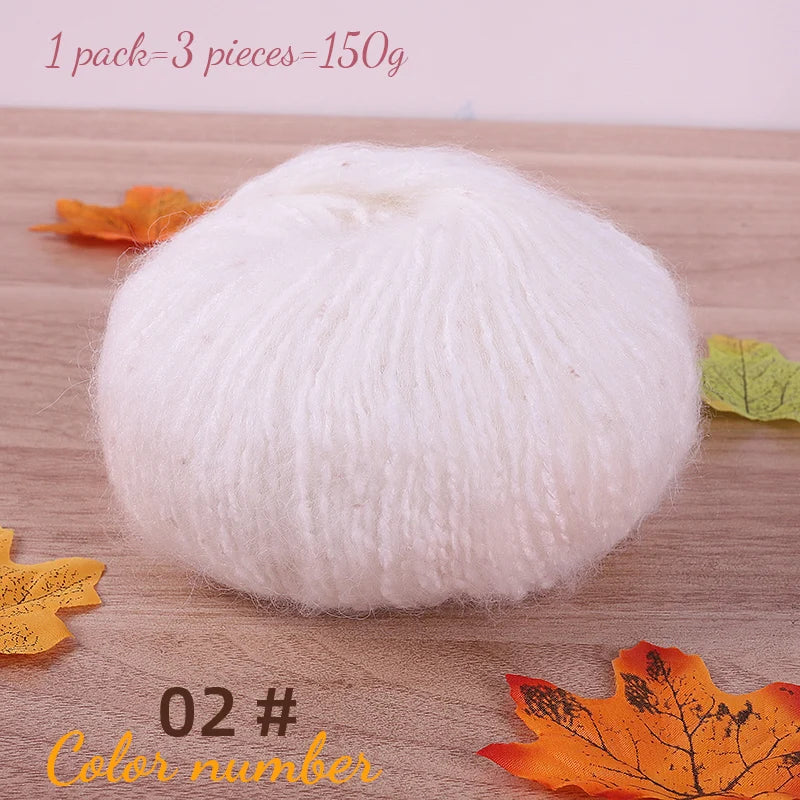 150g Colorful Dot Alpaca Mohair Yarn (3 Pieces) – Gradient Rainbow Knitting Yarn for Sweaters, Shawls, Hats & Scarves