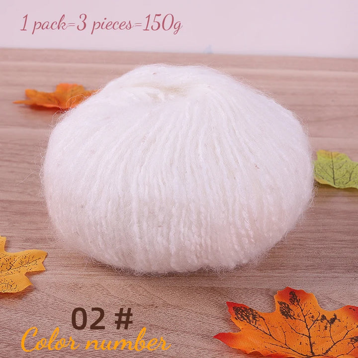 150g Colorful Dot Alpaca Mohair Yarn (3 Pieces) – Gradient Rainbow Knitting Yarn for Sweaters, Shawls, Hats & Scarves