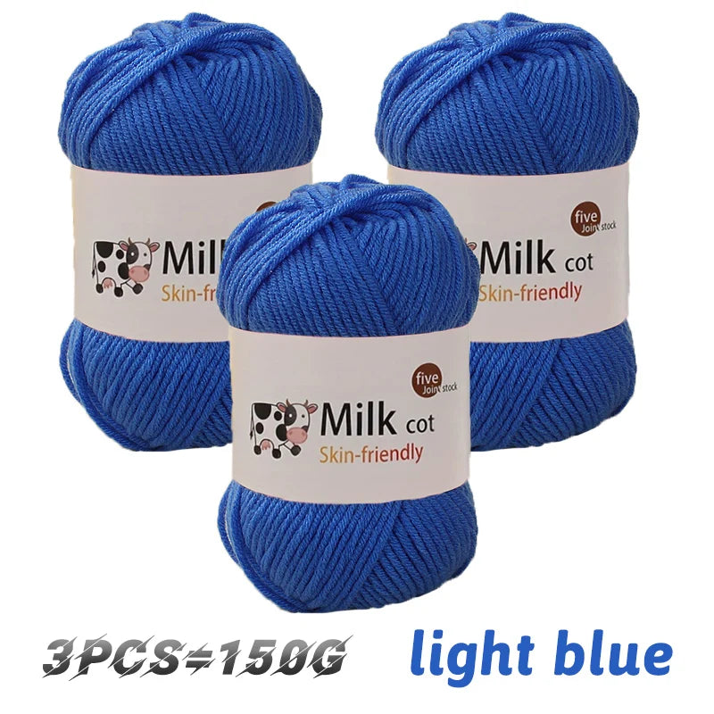 150g Medium-Coarse Milk Cotton Yarn – Soft Crochet & Knitting Yarn for Sweaters, Hats, Scarves & DIY Crafts
