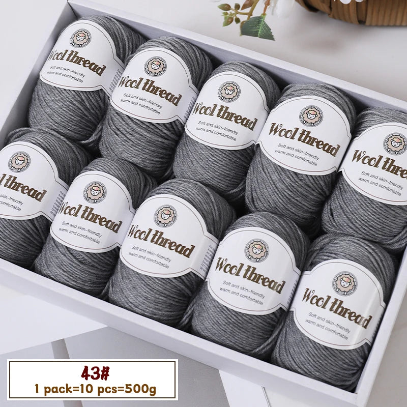 500g Fine Wool Knitting Yarn – Soft Handmade Yarn for Sweaters, Scarves, Hats & DIY Crafts (10 Skeins)