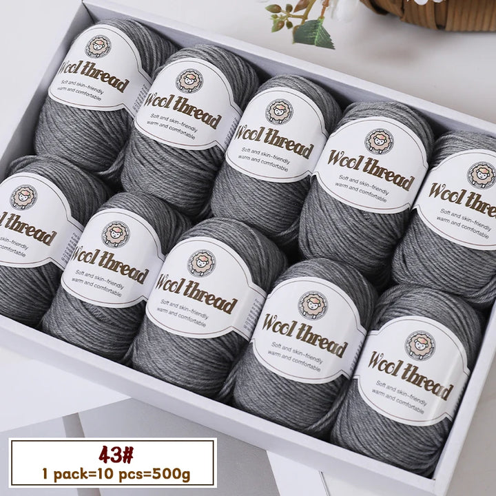 500g Fine Wool Knitting Yarn – Soft Handmade Yarn for Sweaters, Scarves, Hats & DIY Crafts (10 Skeins)