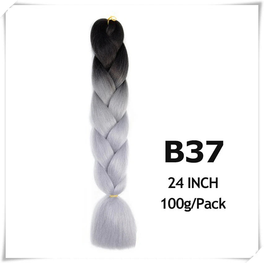 Pre-Stretched Jumbo Braiding Hair – 24 Inch Ombre Purple Synthetic Crochet Extensions for Women