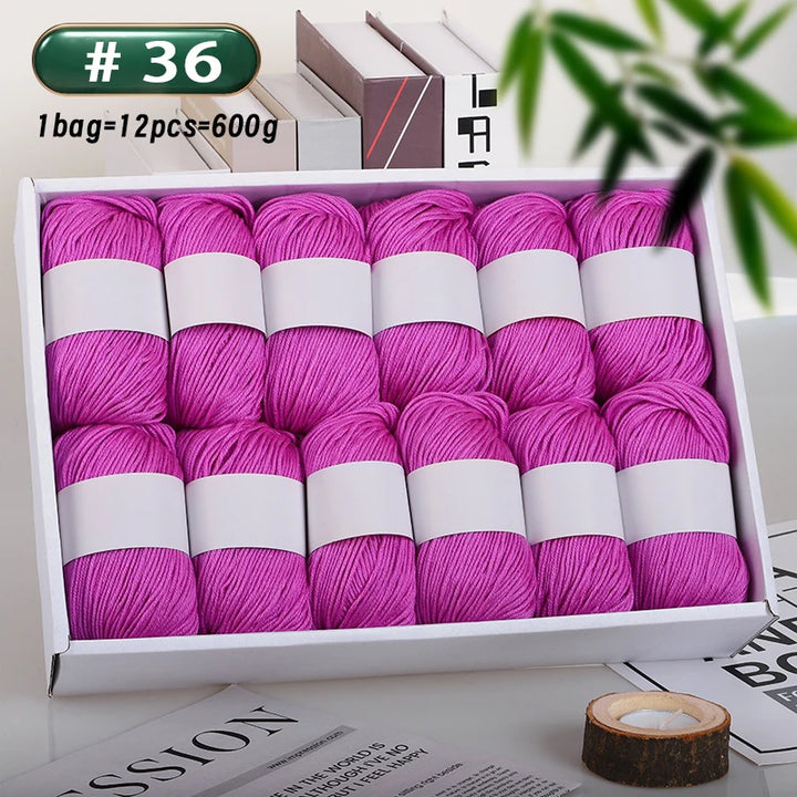 12-Piece Luxury Cashmere-Silk Yarn Set – Ultra-Soft Fluffy Yarn for Sweaters, Coats, Shawls & DIY Crafts (600g)