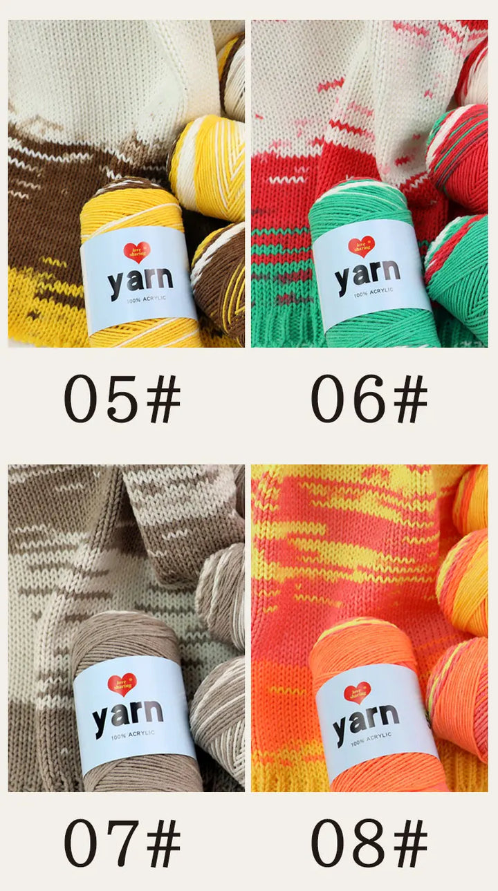 300g Rainbow Gradient Acrylic Yarn Set (3 Pieces) – Medium-Thick Knitting Yarn for Sweaters, Scarves, Hats & DIY Crafts