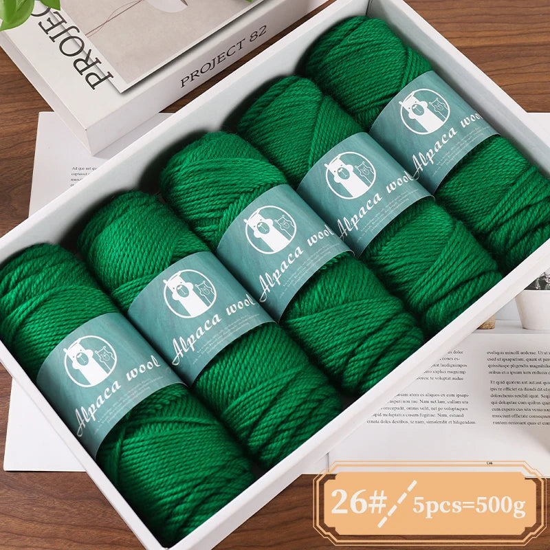 Alpaca Wool Boutique Yarn – 500g Thick Knitting Yarn Set (5 Pieces) for Sweaters, Scarves & Winter Wear