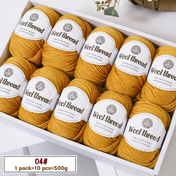 500g Fine Wool Knitting Yarn – Soft Handmade Yarn for Sweaters, Scarves, Hats & DIY Crafts (10 Skeins)