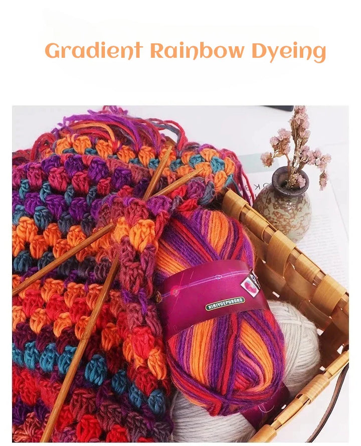 300g Gradient Long-Section Dyed Wool Yarn Set (3 Pieces) – Soft Hand-Knitting Yarn for Sweaters, Shawls, Hats & Scarves