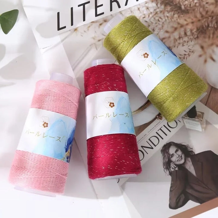 150g Bamboo Fiber & Linen Yarn with Sequins (3 Pieces) – Medium-Fine Yarn for Sweaters, Hats, Gloves & DIY Crafts