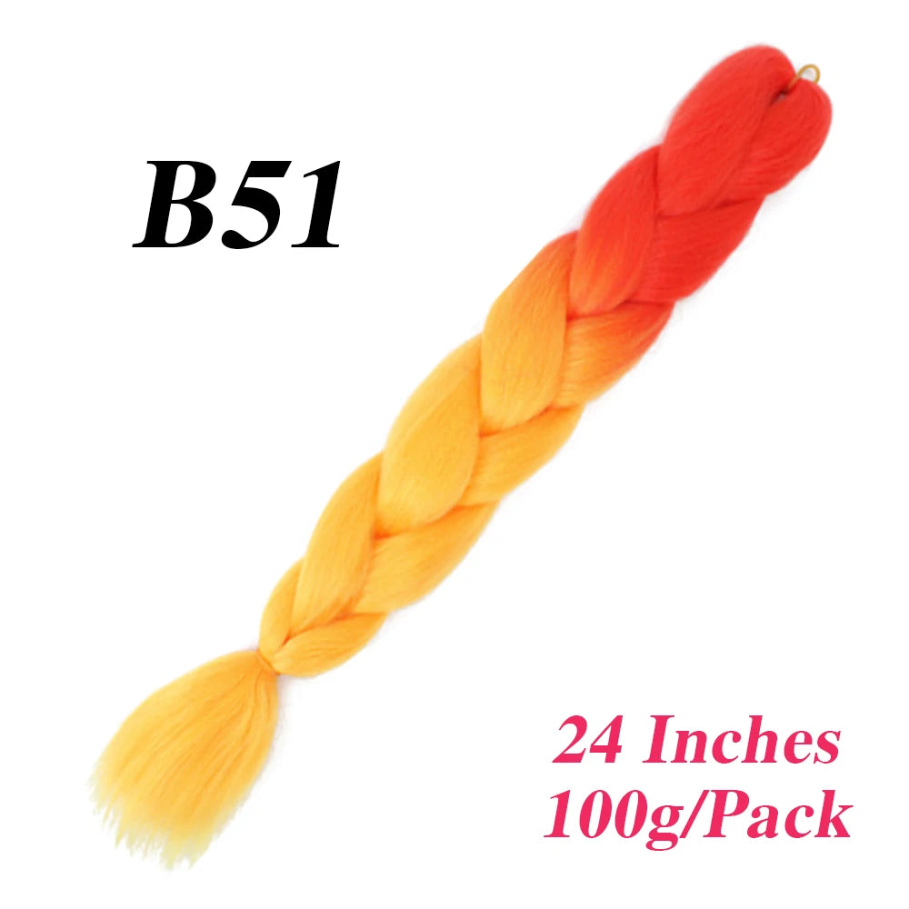 24 Inch Jumbo Braiding Hair – Afro Ombre Synthetic Extensions for Children’s Braids (100g) 33