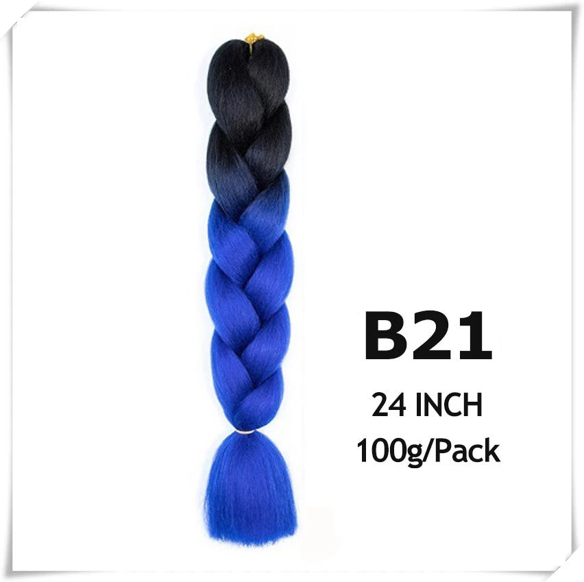 Pre-Stretched Jumbo Braiding Hair – 24 Inch Ombre Purple Synthetic Crochet Extensions for Women