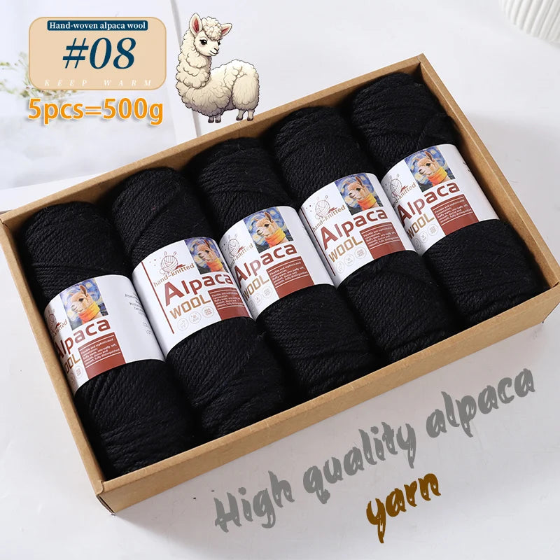 500g Alpaca Wool 245 Stick Stitch Yarn (5 Pieces) – Thick Knitting Yarn for Sweaters, Coats, Blankets & DIY Crafts