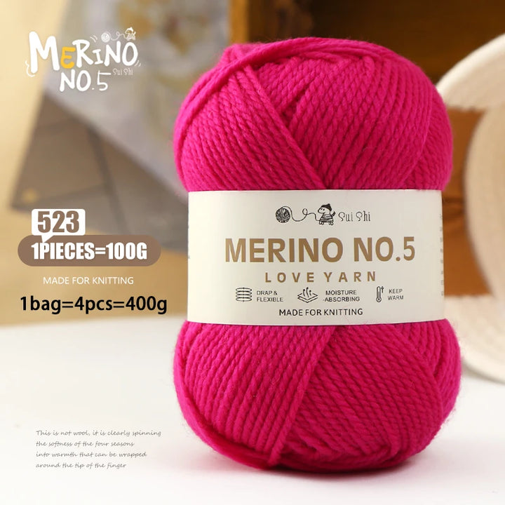 400g Alpaca Wool Blend Yarn Set (4 Pieces) – 245 Stick-Needle Medium-Thick Yarn for Sweaters, Coats, Scarves & DIY Crafts