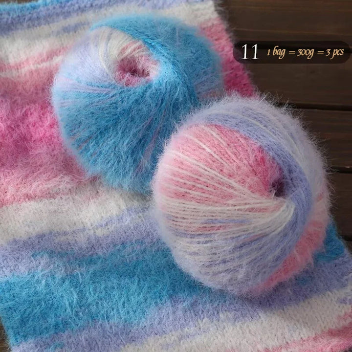300g Xuebao Gradient Plush Yarn (3 Pieces) – Soft Warm Knitting Yarn for Scarves, Hats, Gloves & Blankets