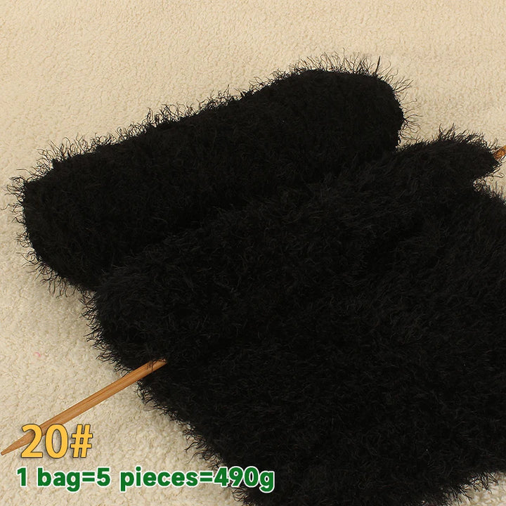 490g Imitation Fur Eyelash Yarn – Thick Roving Yarn for Sweaters, Shawls, Blankets & Cushions