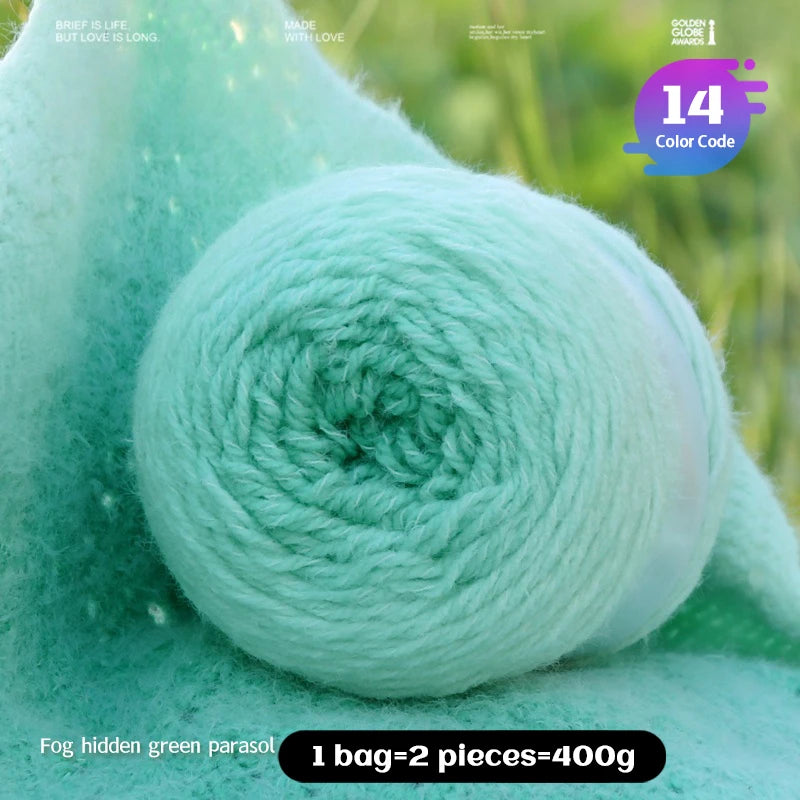 Qinglan Gradient Thick Yarn 400g – Long Section Dyed Rainbow Knitting Yarn for Sweaters & Shawls
