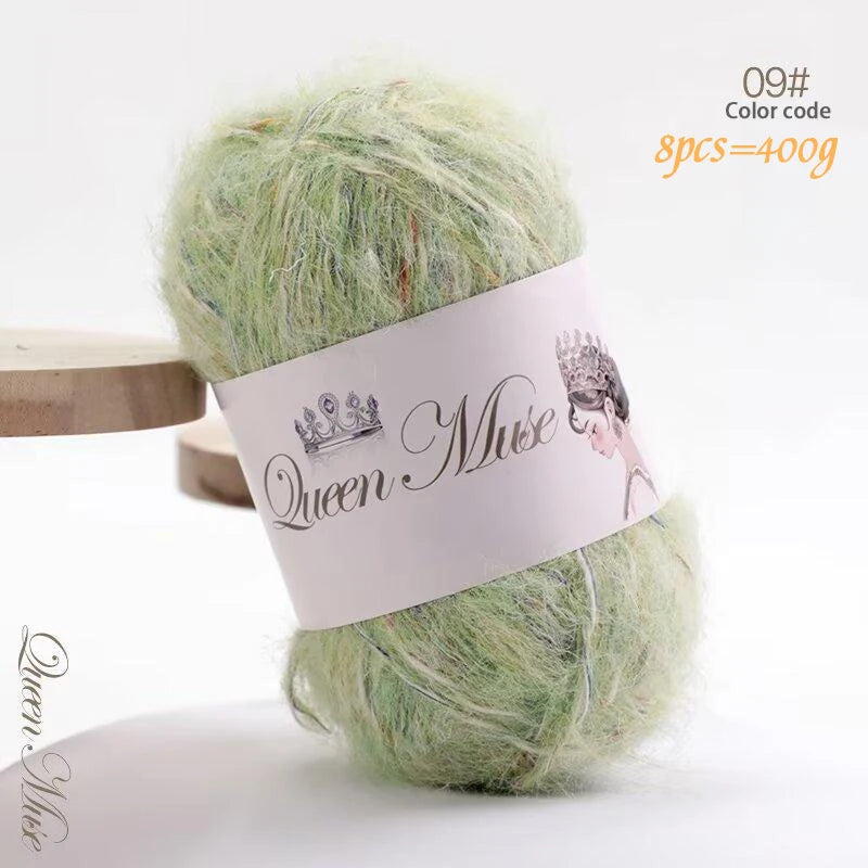 400g Multicolored Rainbow Alpaca Mohair Yarn – Soft Fluffy Knitting Yarn for Sweaters & Shawls (8 Pieces/Bag)