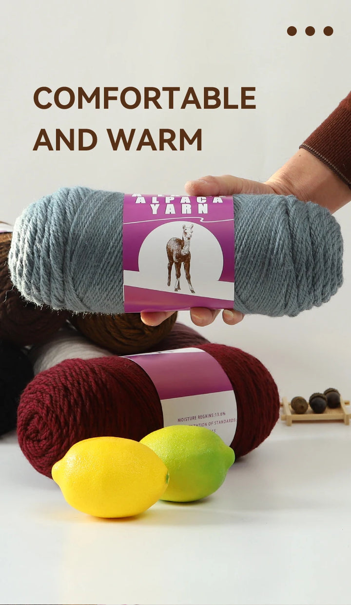 Large Skeins of Medium-Thick Alpaca Yarn – Beginner-Friendly Knitting Yarn for Sweaters, Scarves & Gloves
