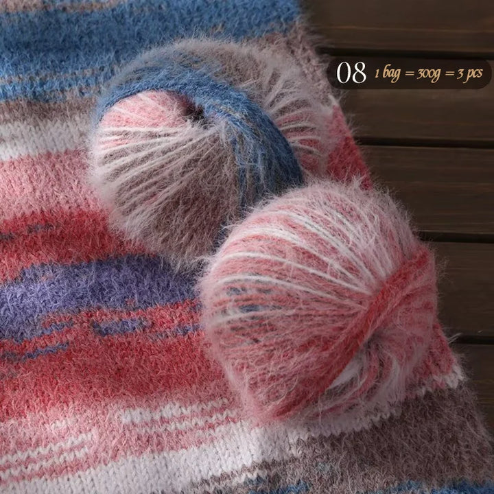 300g Xuebao Gradient Plush Yarn (3 Pieces) – Soft Warm Knitting Yarn for Scarves, Hats, Gloves & Blankets