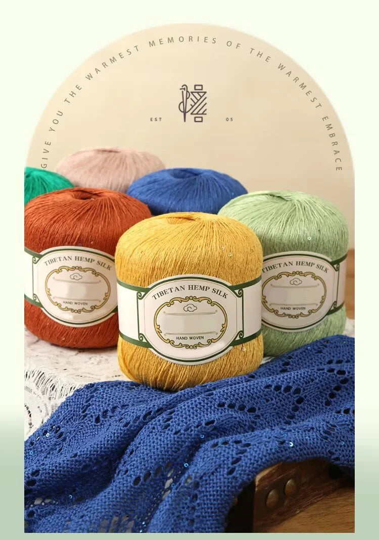 200g Cotton Linen Lace Sequin Yarn – Handwoven Crochet Yarn for Summer Shawls & Hats
