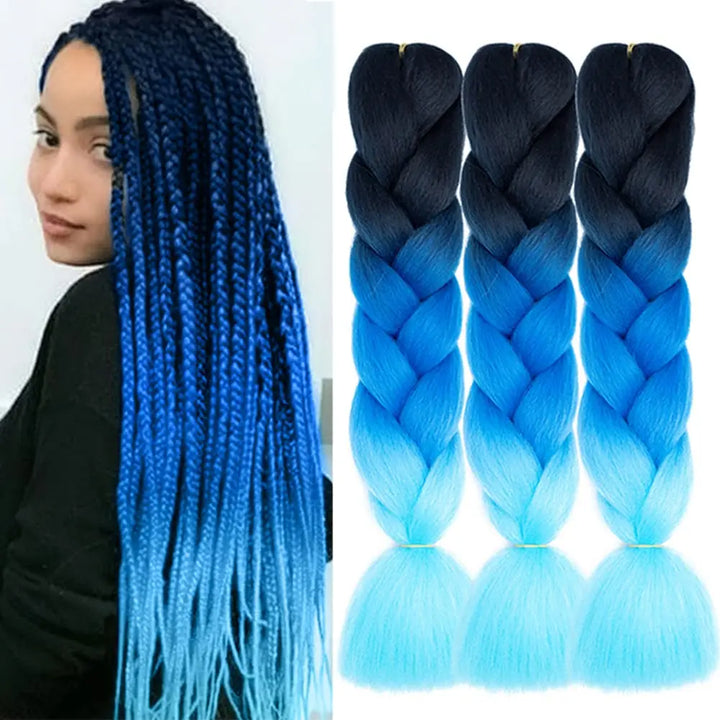 Synthetic African Ombre Braiding Hair – 3PCS Pre-Stretched High Temperature Fiber