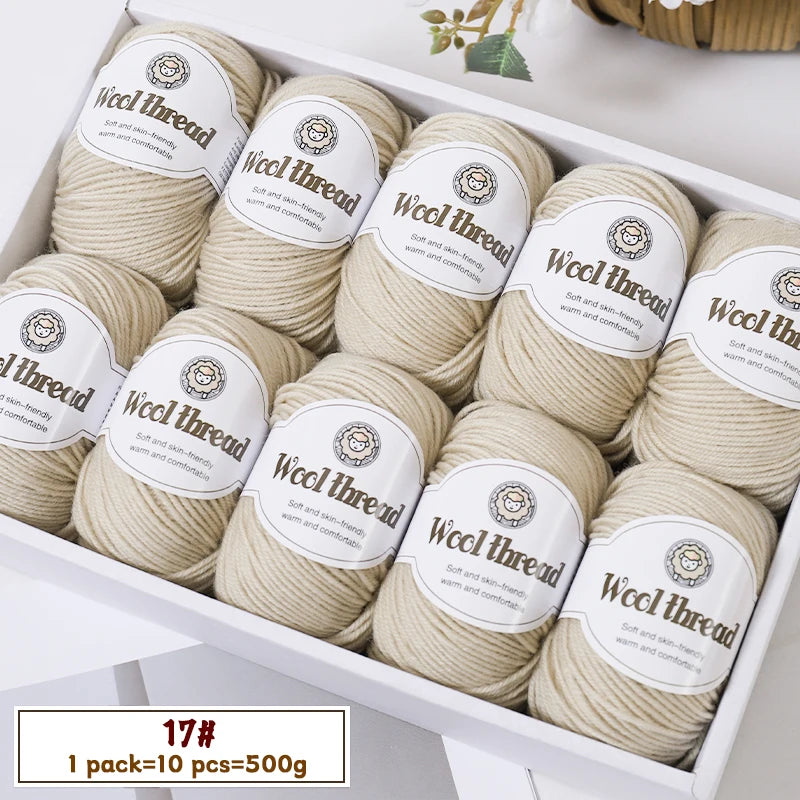 500g Fine Wool Knitting Yarn – Soft Handmade Yarn for Sweaters, Scarves, Hats & DIY Crafts (10 Skeins)